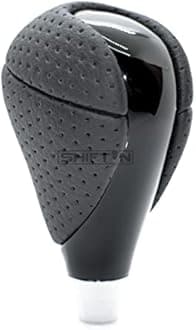 Leather Chrome Wood Gear Shift Knob Stick Shifter For Lexus ES300h ES350 GS300 GS350 GS430 GS450h GS460 IS-F IS250 IS300 IS350 LS460 LS600h RX350 RX450h (Punched Black Leather / Piano Black)