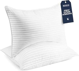 Beckham Hotel Collection Standard Size Memory Foam Bed Pillows Set of 2- Cooling Shredded Foam Polyester Pillow for Back, Stomach or Side Sleepers - 27x17 Inches Sleeping Pillow Set (White)