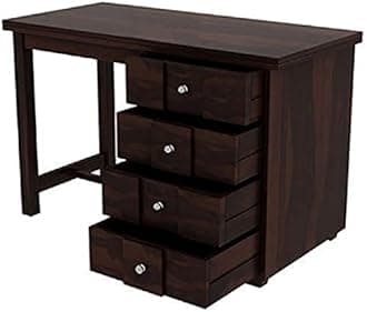 Jangid Handicraft Solid Sheesham Wood Study Table for Adults | Computer Table with Chair for Home | Wooden Writing Desk | Work from Home Table with 4 Drawers Storage | Dark Walnut Finish