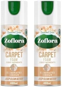 Zoflora Cosy Moments Carpet Foam, 1 x 400ml, Carpet Cleaner, Stain Remover Foam for Carpets and Upholstery, Neutralises Odours, Deep Cleans, Pet Safe (Pack of 2)