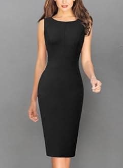 VFSHOW Womens Front Zipper Work Business Office Bodycon Dress Elegant Professional Career Church Party Pencil Sheath Dress