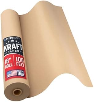 Bryco Goods Brown Kraft Paper Roll - 18" x 1,200" (100') - Ideal for Packing, Moving, Gift Wrapping, Postal, Shipping, Parcel, Wall Art, Crafts, Bulletin Boards, Floor Covering, Table Runner