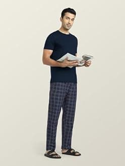 XYXX Men's Super Combed Cotton Checkered Checkmate Pyjamas with Elasticated Waist, Drawstring