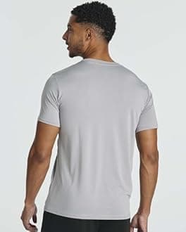 Real Essentials 5 Pack: Men’s Short Sleeve Dry Fit T-Shirts – Moisture Wicking Athletic Workout Gym Fitness Casual Tees