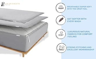 Zip On Sheets™ Zipper Fitted Sheet Queen Size - Upto 16” Inch Deep Pockets - Includes 1 Fitted Sheet Base & 2 Zip-On Sheets - Easy to Use, Sateen Cotton 500 TC Fitted Sheet - Black