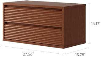 MUSEHOMEINC Modern Storage Cabinet with 2 Tier Drawers, Lines Diamond-Shaped Texture Drawer Chest for Living Room,Home Office