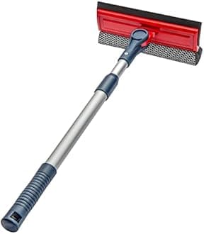 ZYLLENZA Professional Window Squeegee | 2-in-1 Magnetic Window Glass Cleaner | Double-Side Glazed Two Sided Wiper with 2 Extra Cleaning Cotton Squeegee Washing Equipment Household Magnet (Red)