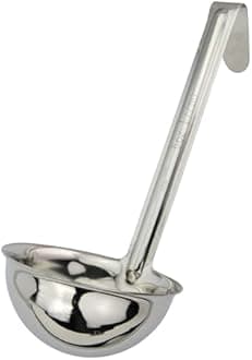 Winco LDI-60SH, 6 Oz Stainless Steel Soup Ladle with 6-Inch Handle, One Piece Sauce Portioner, Solid Serving Spoon, NSF