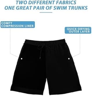 Buauty Mens Swim Trunks with Compression Liner 5 Inch Inseam Quick Dry Swim Shorts Mens Swimsuit Board Shorts with Pockets