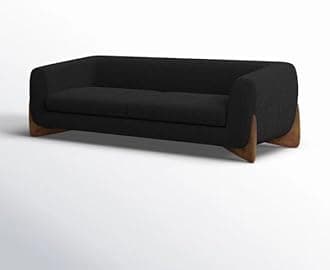 Boucle Upholstered 3-Seater Sofa and Loveseat Olive Black