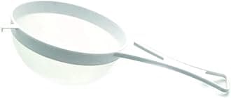 SAPPHIRE'S CHOICE 22cm Plastic Strainer, Multi-Purpose Fine Nylon Mesh Sieve, Mesh Strainer for Baking, Non-Corrosive Fine mesh Sieve, Tea Colander(White) (22cm)