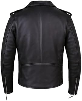 ICONIC Motorcycle Jacket for Men, Premium Buffalo Leather, Insulated Liner, Classic Side Laces, Cruiser Biker Black XXL