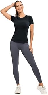 MathCat Seamless Workout Tops for Women, Short Sleeve Compression Athletic Shirts Soft Yoga Gym Tops XS-XL Black