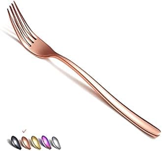 Copper Dinner Forks 6 Piece, Stainless Steel 8'' Forks Silverware Set, Dessert Forks, Table Forks, Salad Forks for Home, Kitchen or Restaurant, Dishwasher Safe