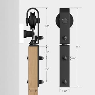 24" Bi-Folding Sliding Barn Door Hardware Kit, 2FT Heavy Duty Track Roller Kit for 2 Doors Side Mounted,Smoothly and Quietly,Easy to Install,No Door Panel,Black