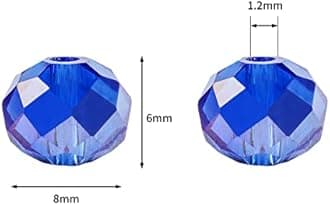 8mm Blue AB Rondelle Glass Beads for Jewelry Making 320pcs Faceted Briolette Shape Crystal Spacer Beads Assortments Supplies Accessories for Bracelet Necklace for Wholesale