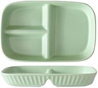 Porcelain Diet Dinner 3 Compartment Plate, Portion Control Plates, Divided Dinner Plates for Adults