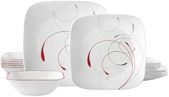 Corelle Vitrelle 18-Piece 6-Piece Dinnerware Set, 3-Ply Glass and Chip Resistant, Lightweight Square Plate and Bowl Set, Splendor