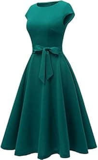 DRESSTELLS Women's Cocktail Dresses, Formal Wedding Guest Modest Church Vintage Tea Party Midi Evening Dress