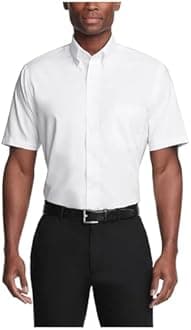 Van Heusen mens Short Sleeve Dress Shirt Regular Fit Oxford Solid Dress Shirt (pack of 1)