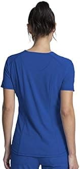 Cherokee V-Neck Scrub Top for Women with Rib-Knit Panel and Shirttail Hem CK687A