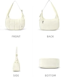 WESTBRONCO Small Puffer Crescent Shoulder Bag for Women, Nylon Quilted Shoulder Purses, Puffy Handbags with Adjustable Strap
