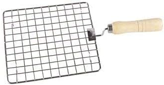 – NOBEL Barbeque Stainless Steel Wire Roaster ideal for Roti Roast, Papad Roaster Chapati Toast, Paneer tandoor net Grill Wooden Handle (Square 19 x 19 cm)