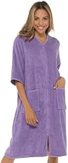 Undercover Ladies Terry Towelling 100% Cotton Zip Through Hooded or Non Hooded Dressing Gown Drying Bathrobe