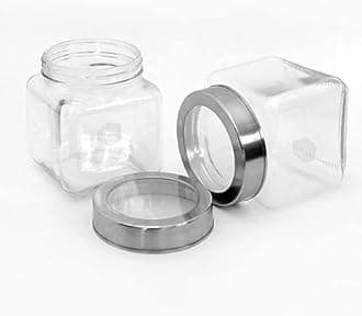 Piramal Glass Round 500ml Transparent Glass Jars & Containers for Kitchen Pantry, Snacks, Masala, Pickles, Dry Fruits, Coffee Beans Storage with Black Plastic Lid (500ml, Set Of 6)