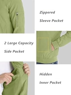 KEFITEVD Mens Lightweight Jacket Casual Bomber Jackets Military Windbreaker with Multi Pockets