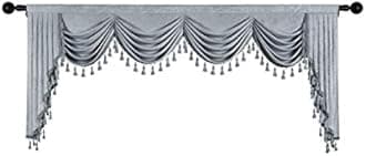ELKCA Thick Chenille Window Curtains Valance for Living Room Silver Grey Waterfall Valance for Bedroom,Rod Pocket (W110inch, 1 Panel)