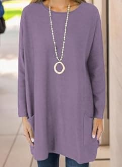 Naggoo Womens Long Sleeve Tunic Tops with Pockets for Leggings Casual Long T Shirts Floral Print Blouses