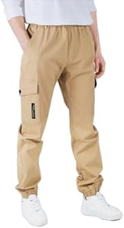 CAMLAKEE Kids Boys Elasticated Waist Slim Fit Cargo Joggers