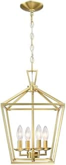 Black and Gold 4-Light Lantern Pendant