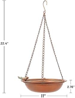 Metal Hanging Bird Baths for Outdoors,Outdoor Bird Feeder,Backyard, Patio Garden Yard Decoration (Champagne)