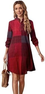 Leriya Fashion Western Dress || Rayon Colour Block Half Button Front Dress for Women || Long Cuff Sleeve & Stand Collared Neck Tunic Dress || Office || Summer Dresses for Women