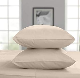 Threadmill King Size Pillow Cases 2 Piece Set | 1000 Thread Count 100% Supima Cotton Pillow Covers | Luxury Smooth Solid Sateen | Beige