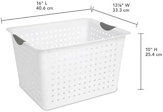 Sterilite 6-Pack Deep Ultra Basket, Open Top Plastic Storage Organizer, White - Classic Baskets for Organizing Countertops, Pantry Shelves, Kitchen Cabinets, Laundry Rooms or Home Offices