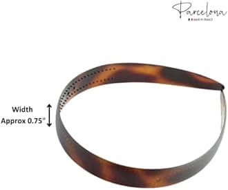 Parcelona French Bold 3/4" Wide Set of 2 Celluloid Hair Headbands Very Flexible Strong Hold Grip No Slip Inner Teeth Durable Styling Women Hair Accessories, Made in France (Tortoise Shell Brown)