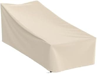 Waterproof Patio Chaise Lounge Cover, Heavy Duty Outdoor Lounge Chair Covers,UV Resistant Patio Furniture Covers 600D Oxford Cloth with Adjustable Cord Lock (Khaki, 78"W x 34"D x 32"H-1Pack)