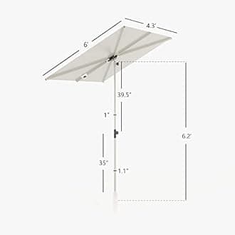 Grand patio 6x4 FT Balcony Umbrella, 360° Roating Rectangular Tilt Parasol UV 50+ Powder-coated Steel Pole Outdoor Umbrella for Apartment, Patio, Beige