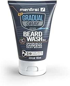 Gradual Gray Darkening Beard Wash for Men - Dark Shades Beard Shampoo - Hypoallergenic, Harsh Chemical-Free, Dermatologist Tested Beard Dye - 4.6 Fl Oz (Pack of 1)
