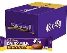 Full Boxes Of Chocolate Bars, Assorted Flavours and Sizes (Dairy Milk Caramel 48 Bars x 45g)