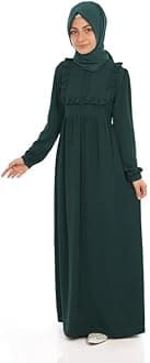 Muslim Closet® Abaya for Young Girls Age Below 14 Years | Kids Abaya with Ruffled Design over chest | Baby Girl Burqa Design (MC-KRFL001)