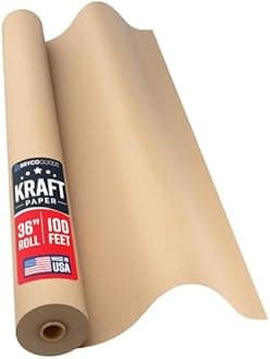 Bryco Goods Large Brown Kraft Paper Roll - 36" x 1200" (100 ft) - - Ideal for Gift Wrapping, Packing, Moving, Postal, Shipping, Parcel, Wall Art, Crafts, Bulletin Boards, Floor Cover, Table Runner
