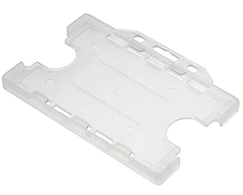 Double-Sided ID Card Holder - Secure, Clear Plastic for 2 Credit-Sized Cards (85mm x 54mm) - Durable, Lightweight for Work, School, Events - ID Card Holder for Lanyard (Clear,Pack of 1)