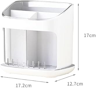 HomeEssentials MultiCompartment Spoon Stand for Kitchen – Cutlery Holder for Kitchen | Spoon Hanger | Knife Stand | Drain Tray and Removable Outer Barrel (Pack of 1)