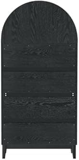 FONTOI Arched Cabinet with Glass Doors, Kitchen Storage Cabinet with Door, 5-Tier Arched Bookcase with Adjustable Shelves, Hutch Cabinet with Storage for Living Room, 74.3 Inch