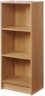 Timber Art Design Bookcase 3 Tier Storage Open Floor Mount Industrial Rack Display Shelving Organiser Cubes Unit For Living Room, Office, Study Room Furniture, Brown - W40 x H106 x D30 cm