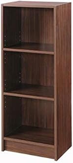 Timber Art Design 3 Tier Open Bookcase Storage Floor Mount Industrial Rack Display Shelving Organiser Cubes Unit For Living Room, Office, Study Room Furniture With Walnut Effect - 40 x 106 x 30 cm